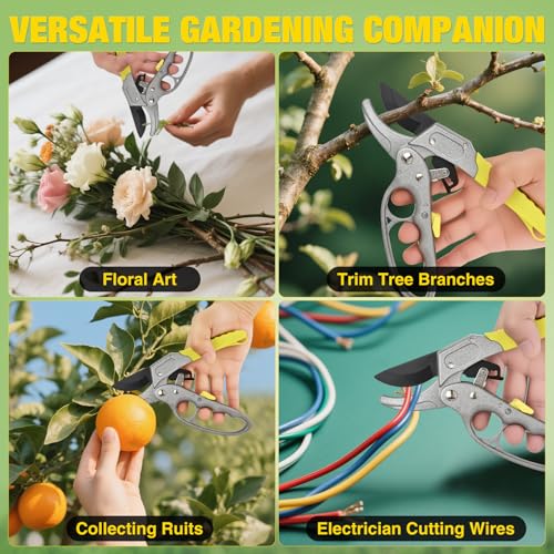 Yesker Pruning Shears Garden Shears 7.8" Professional Garden Scissors Sharp 65 Manganese Steel Blade Heavy Duty Clippers Hand Pruners for Cutting Fresh Flowers Branch Plant Trimming Gardening Tools - size: 1PCS 7.8" Yellow