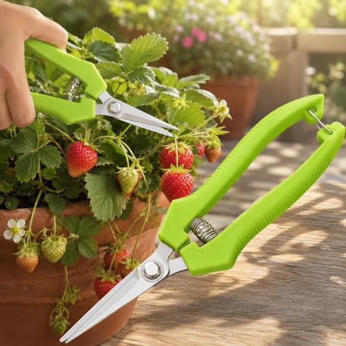 Floral Scissors Set, Spring-Loaded Gardening Secateurs, Sharp Snippers for Harvest