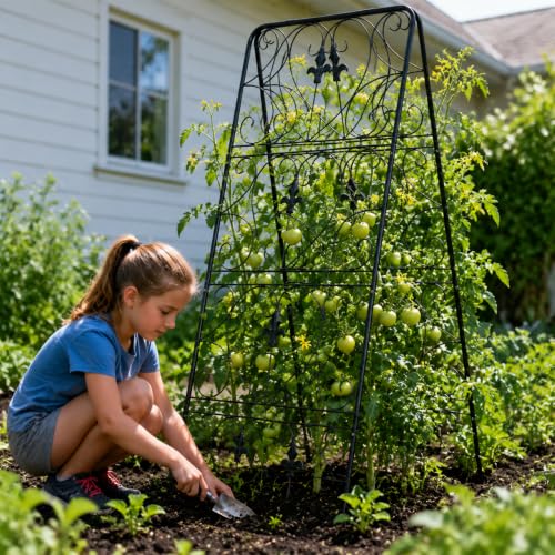Heavy Duty Cucumber Trellis, 2-Pack Rust-Proof Metal A-Frame Garden Trellis - size: 48.5*17inch(H*W)-2Pcs