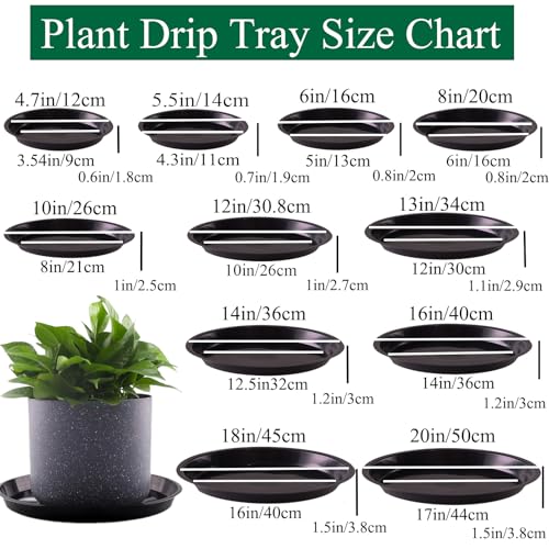 10 Pack Plant Saucer 14 Inches Plastic Drip Trays to Catch Water, Black - color: Black, size: 14 inch
