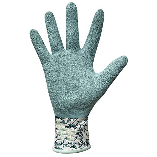 Digz Long Cuff Stretch Knit Garden Gloves with Full Finger Latex Coating - size: Large