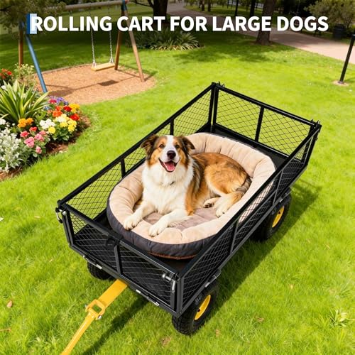 Garvee 900 LB Garden Cart, Heavy Duty Metal Utility Garden Wagon, Black - color: Black, size: 900 Lbs