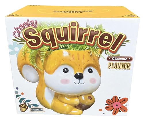 Streamline Imagined Cute Squirrel Planter Pot | Indoor & Outdoor Planter | - color: Squirrel
