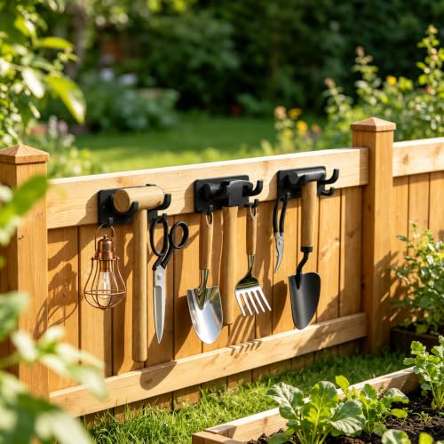 Garden & Garage Tool Organizer, 8 Pack Wall Mounted Utility Hooks for Hand Tools, ABS Small Tool Holder for Hammer, Pruning Shears, Trowel, Scissors, Gloves and Garden Shed Storaged - Black - color: Black