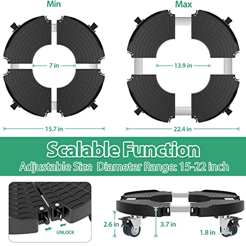 VANCASTLE Plant Caddy with Lockable Wheels 15-22'' Adjustable Plant Stand - color: Black, size: 2