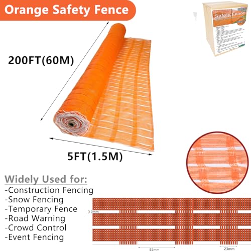 POYEE 5x200ft Plastic Mesh Fence Safety Fence, Construction Barrier Netting