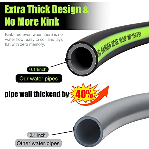 Kink Free Garden Hose 10ft 5/8", Heavy Duty Hybrid Water Hose - size: 10FT