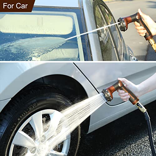FANHAO Heavy Duty Garden Hose Nozzle, Metal Hose Sprayer Easy Thumb Control - color: Brown