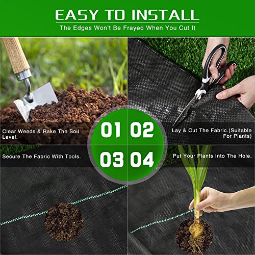 Weed Barrier Landscape Fabric Heavy Duty, 2.6FT x 100FT Thicken Garden Blocker Fabric Weed Mats, Weed Control Garden Cloth, Woven Geotextile Fabric for Garden Beds, Underlayment, Commercial Driveway - color: 2.6X100FT