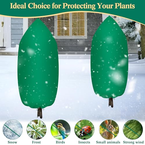 Zip A Tree Cover Freeze Protection, Thick Plant Protection Cover Bags for Outdoor Plants with Drawstring, Zip-Up Frost Blankets for Cedars, Juniper, Cypress Trees and Christmas Tree (1, Green)