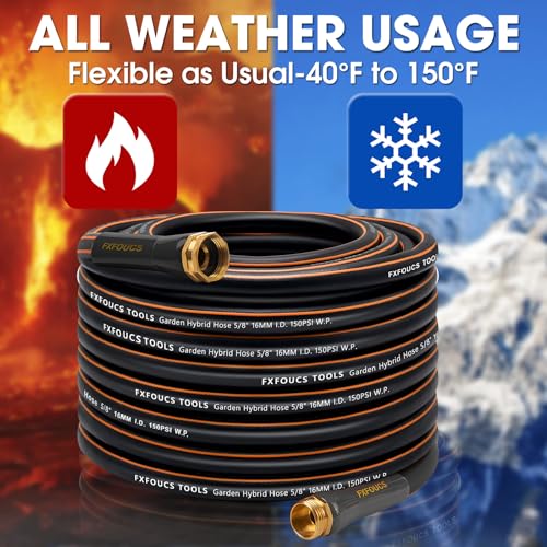 Garden Hose 75ft x 5/8", Heavy Duty Water Hose, Kink Resistant - color: Dark, size: 75FT