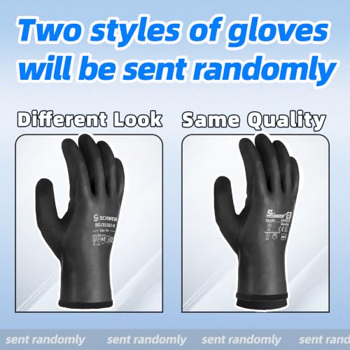 Schwer 2 Pairs Waterproof Winter Work Gloves Latex Coated, CR3302-B, XL - color: Winter Black, size: X-Large