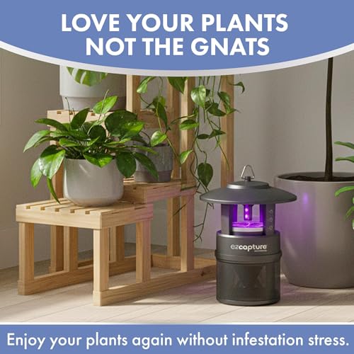 EZCapture T10 Indoor Bug Trap with Fan Suction - Versatile LED Flying Insect Trap for Indoor and Outdoor Use - No Zapping Noise, for Fruit Fly, Gnat, and Mosquitoes, 5 Glue Boards Included