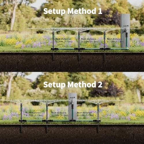 Multi-Adjustable Above Ground DIY Irrigation Sprinkler System - color: 3Pack+30Ft