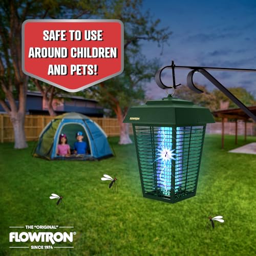Flowtron Bug Zapper, 1.5 Acre Outdoor, Two 40W UV Bulb, 5600V Zap, Green - color: Green