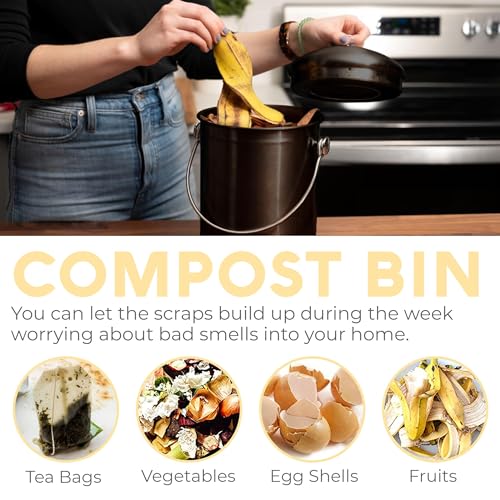 Epica Kitchen Compost Bin for Kitchen Countertops, 1.3 Galllon - Black - color: Black