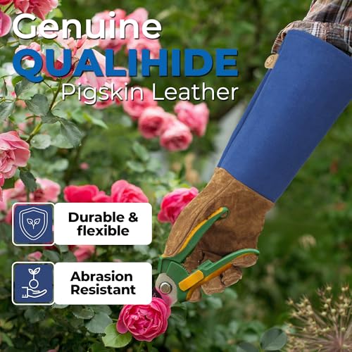 HANDLANDY Rose Pruning Gloves for Men Women, Thorn Proof Gardening Gloves - color: Blue, size: X-Large (Pack of 1)