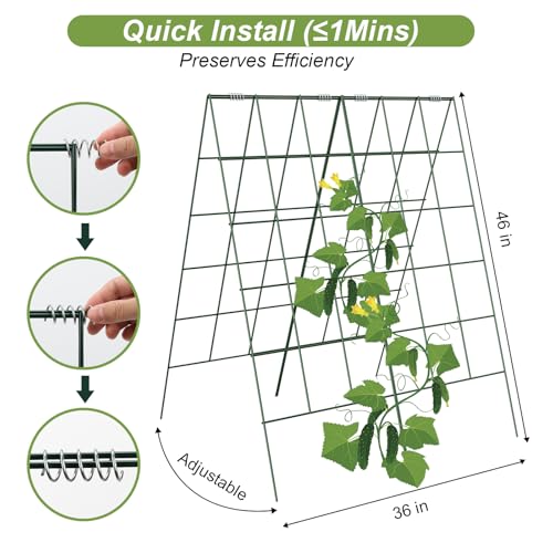 Amoskey Cucumber Trellis, Garden Trellis for Climbing Plants Outdoor, Foldable A-Frame Trellis, Cucumber Trellis for Raised Bed for Cucumbers, Peas, or Tomatoes (Green, Bold Large Grid 46''H*36'W) - color: green, size: bold large grid 46''H*36'W
