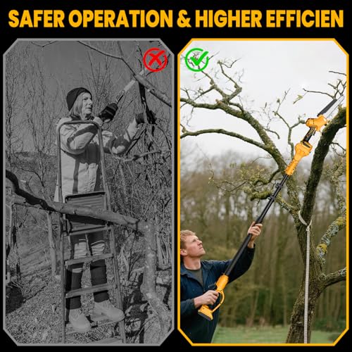 2 IN 1 Cordless 8 Inch Pole Saw & Mini Chainsaw For DE Walt 20V MAX Battery