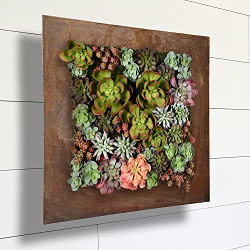 Vandue Modern Home Living Wall Galvanized Steel/Zinc Succulent Planter (Rust Zinc, 16 Pocket)