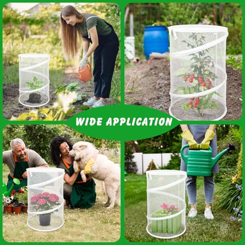 4 Pcs Pop Up Mesh Plant Cover Net 19”x 14” Foldable Tent Protectors - color: White