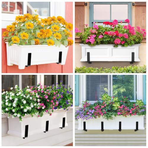 Y&M 6 Pack Window Box Brackets, Adjustable Railing Planter Box Brackets - size: 6p