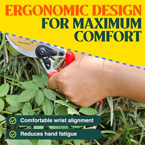 Haus & Garten EnduroPRO Ergonomic Bypass Pruners - Professional Titanium Garden Shears - Heavy Duty Hand Pruning Scissor, Tree Trimmer, Gardening Tool, Branch, Hedge, Rose, Shrub & Bush Clippers - style: EnduroPRO