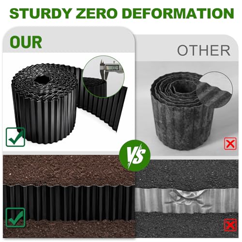 Corrugated Metal Edging, 6"x65Ft Rust-proof Landscape Edging Border - color: Black, size: 6 Inch x 65 FT