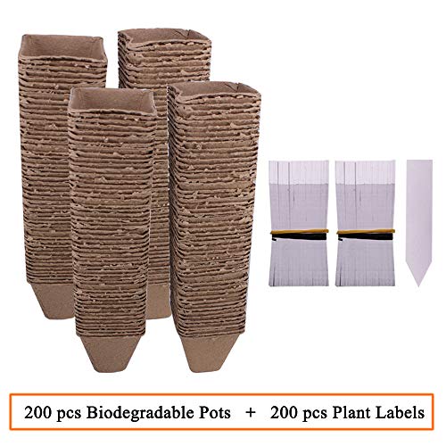 200 Pack 3.15" Square Biodegradable Peat Pots Plant Nursery Pots - size: Square(8cm) 200pack