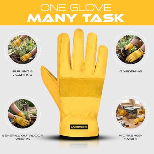 WESTWOOD FOX Safety Work Glove for Men and Women, Tough Leather Gardening Gloves, Anti-Slip Heavy Duty Rigger Work Gloves. - size: Small