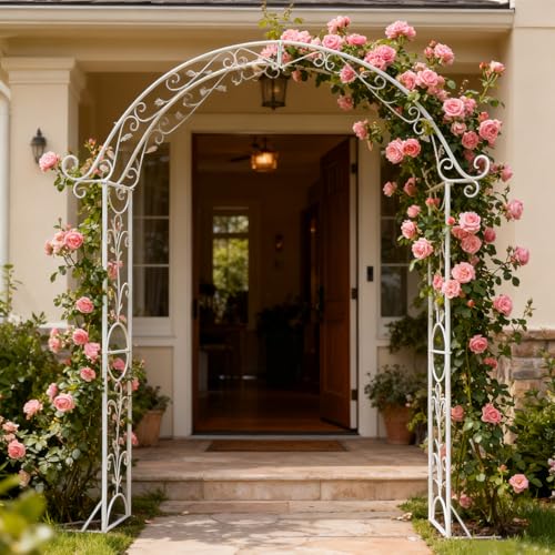 Sungmor 92.5" H Metal Garden Arbor 70.8" W Antique White Archway, - color: Antique White