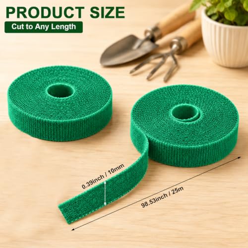 82ft Plant Ties, 10mm Reusable Hook and Loop Garden Tape Roll, Adjustable Plant Support Straps for Climbing Plants, Tomato Vines, Flowers and Garden Organization, Black - color: Green, size: 25M