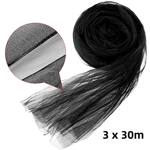 Zonon Mosquito Netting Garden Insect Mesh Netting Garden Patio Mesh Screen Net Fly Insect Bug Bird Net Barrier for Patio Balcony Porch Gazebo Vegetables Fruits Plant Protection(9.84 x 98.43 ft,Black) - color: Black, size: 9.84 x 98.43 ft