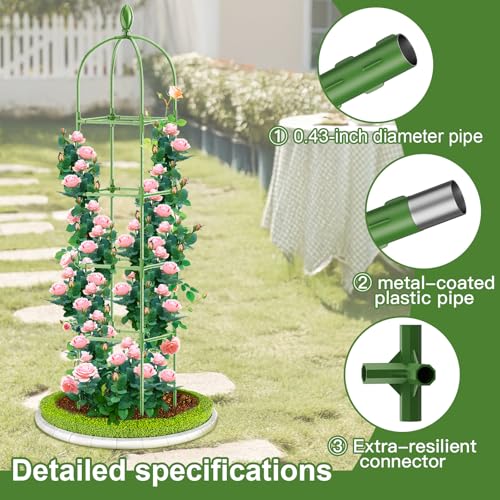 2 Pack Garden Obelisk Trellis, 70IN Tall Plant Support for Climbing Vine, Metal Covered Plastic Rustproof Heavy Duty Rose Trellis Indoor Outdoor (Green, 70 * 11.8 * 11.8IN(H*W*L))