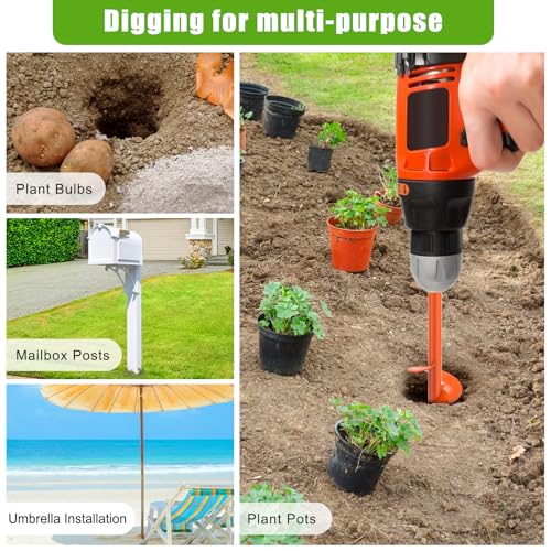 Insaga Threaded Auger Drill Bit Pro, 3''x 12'' Garden Auger with Self-Tapping Screw & Reinforced Weld, 3MM Heavy Duty Spiral Drill Bit for Drill, for Bulbs Flowers Plants Post Hole Digger - size: 3x12''