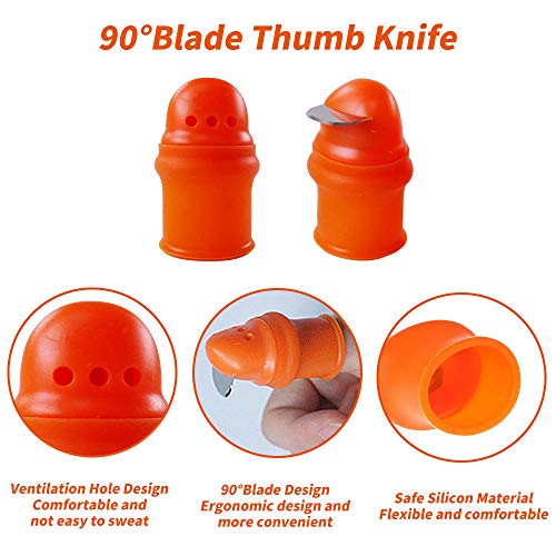 YBB 12 Pcs Gardening Silicone Thumb Knife Harvesting Tool, Separator Finger Plant Fruit Picking Knife Garden Tool (L) - color: L