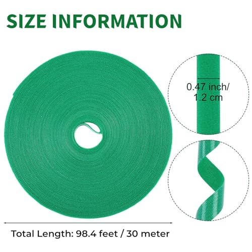 98.4 Feet Garden Tape Plant Ties Green Gardening Plant Tape Strap for Climbing Plants 1/2'' Gardening Tape to Support Plants, Vines, Tomatoes Reusable Gardening Ties Plant Tape (98.4feet) - size: 98.4ft