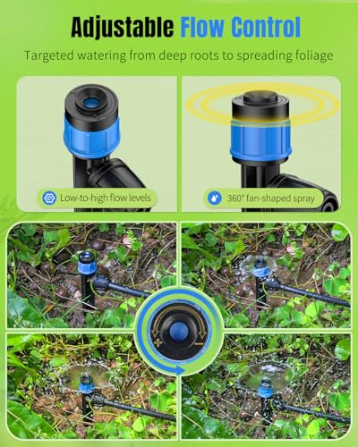 Pawfly 30 Pcs Drip Irrigation Emitters, Drip Emitters for 1/4" Drip Irrigation Tubing, Sprinkler Heads with Adjustable 360 Degree Water Flow, Garden Drippers for Plants Watering System - size: 30pcs 360 Degree Sprayer