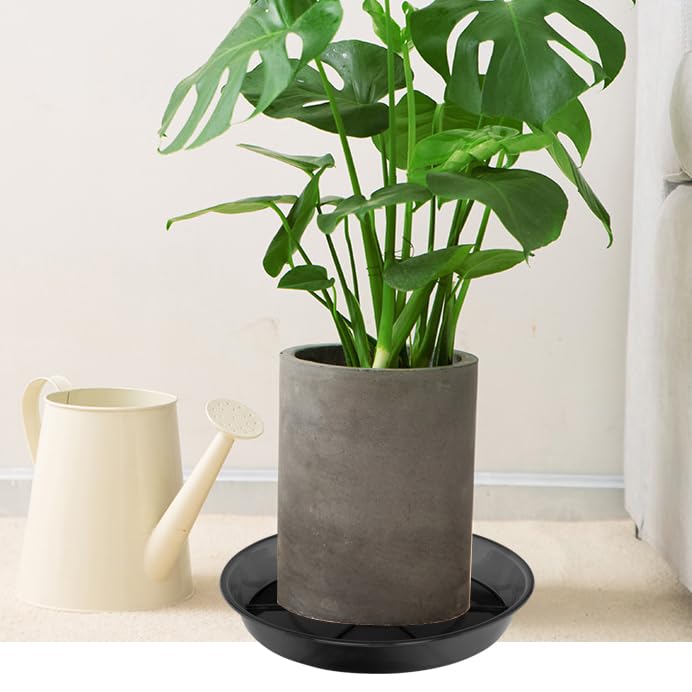 NIMYAU Large Plant Saucer 16 Inch 2 Pack, Plant Trays for Pots Heavy Duty Round Plastic Plant Saucers for Indoors Outdoors, Clear Black Flower Plant Pot Saucer, Flower Pot Drip Trays, Plant Pot Tray - size: 16"-2 Pack