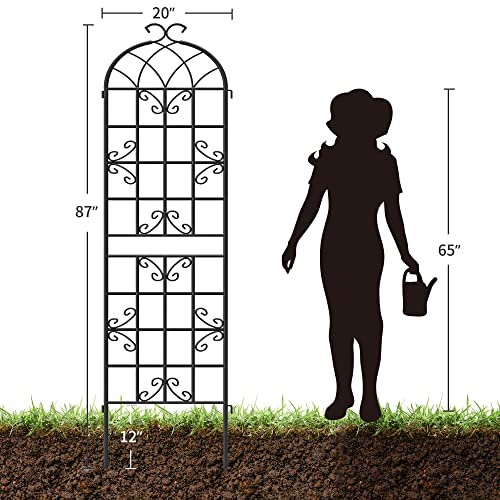 4-Pack 87" x 20" Butterfly Arch Black Metal Garden Trellises - color: 4 Pack 87"- Butterfly Black