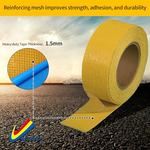 Reflective Pavement Marking Tape Slip-Resistant and Durable, Heavy-Duty Rubber Base for Outdoor Applications, Perfect for Driveways, Walkways, and Parking Areas (Yellow, 2 Inch X 18 Feet) - size: 2 Inch x 18 Feet