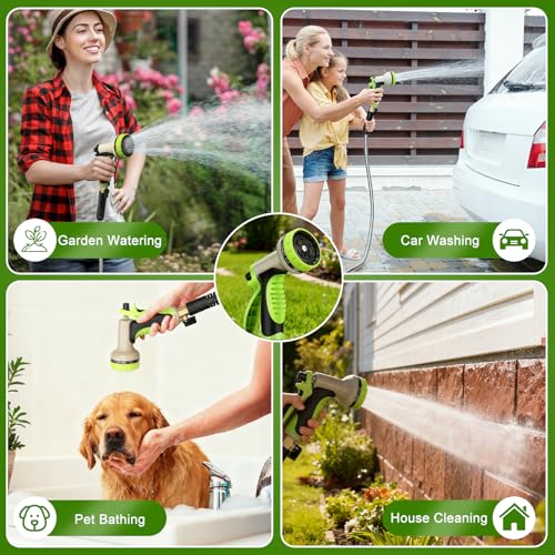 Metal Garden Hose 75 ft Stainless Steel Heavy Duty Water Hose with 10 Function Nozzles Flexible Lightweight Kink-Free Leakproof Sturdy Hoses Pipe 3/4" Brass Fitting for Outdoor Yard Lawn RV - size: 75FT