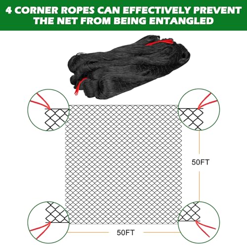 BSTPCOO 50'x50' Netting for Chicken Coop, 2" Mesh Nylon Bird Netting - size: 50'×50'-2''