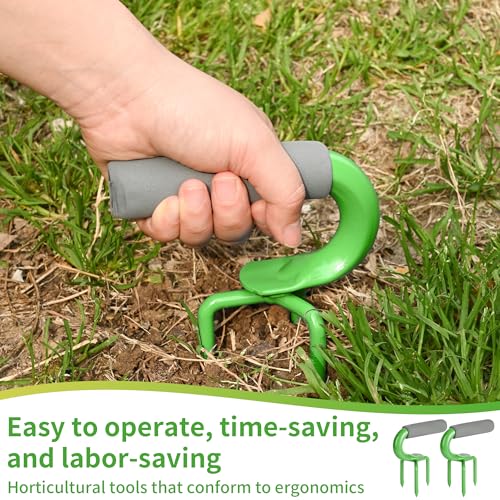 Earth Tiller,Pot Tiller,Loosen The Claws,Hand Tiller Claw Cultivator,Loosen The Gripper manually,Garden Weeder Tool for Vegetable Gardening Planting (Green) - color: green
