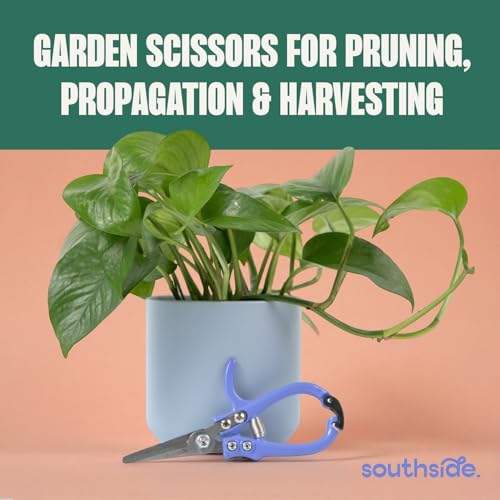 Southside Garden Scissors – Lightweight Pruning Shears for Houseplants, Indoor & Outdoor Gardening Tool, High-Carbon Steel Blades with Safety Lock