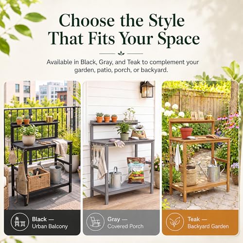 YEFU Potting Table, All-Weather Resistant,Black - color: Black, size: Classic
