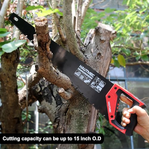 HAUTMEC 22" Hand Saw, 9 TPI Coarse Teeth with Deep Gullets for Wood Cutting