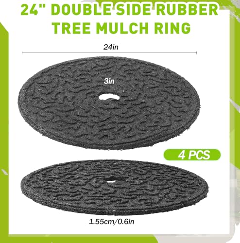 Peryiter 6 Pcs Rubber Mulch Tree Ring Protector Mat Weed Barrier, 24 in - style: 24 Inches