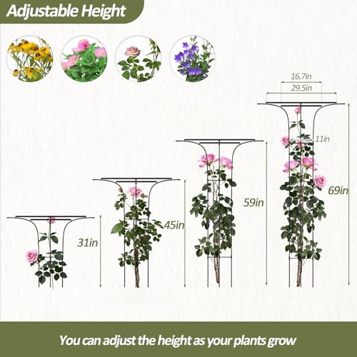 Trellis for Climbing Plants Outdoor 69" H, Mushroom Top Trellis,2Pack - size: 2 pack(Round)