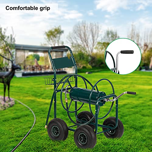 Outvita Garden Hose Reel Cart, Holds Up to 300 ft of 5/8" Hose, Green